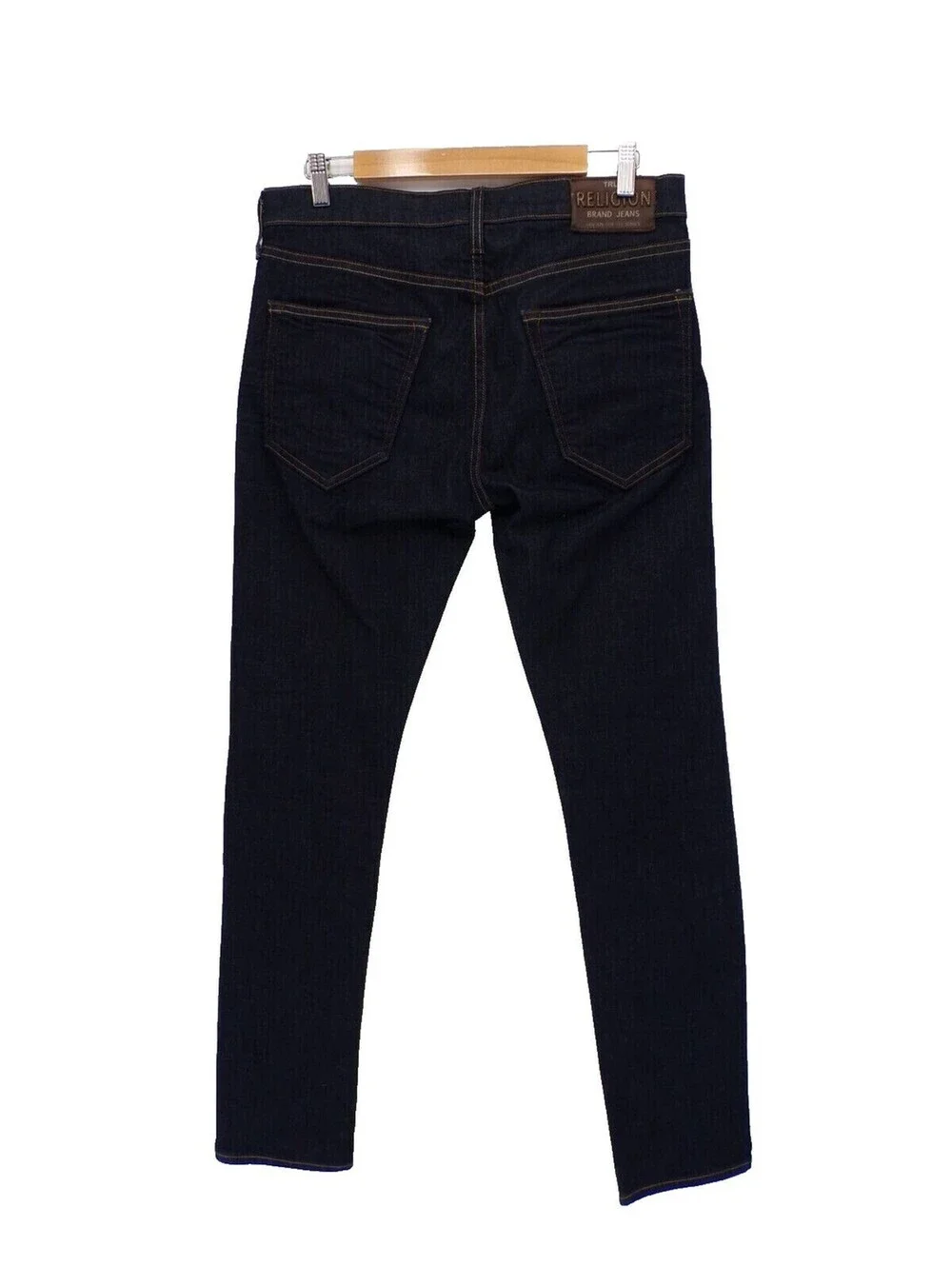 New True Religion Mens Rocco Jeans Relaxed Skinny Jeans Dark Rinse Blue 31x34